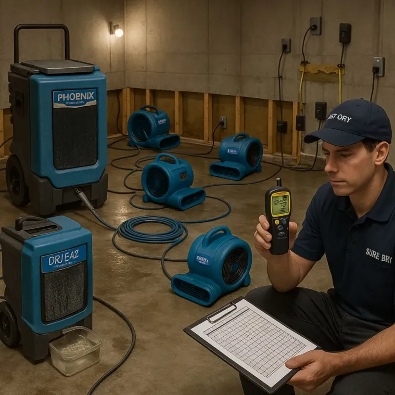 Structural Drying and Dehumidification process in Brownlee Park, MI
